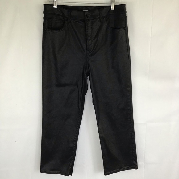Express Pants - EXPRESS WOMEN GOTH BLACK FAUX LEATHER STRAIGHT ANKLE HIGH RISE PANTS SIZE 12S